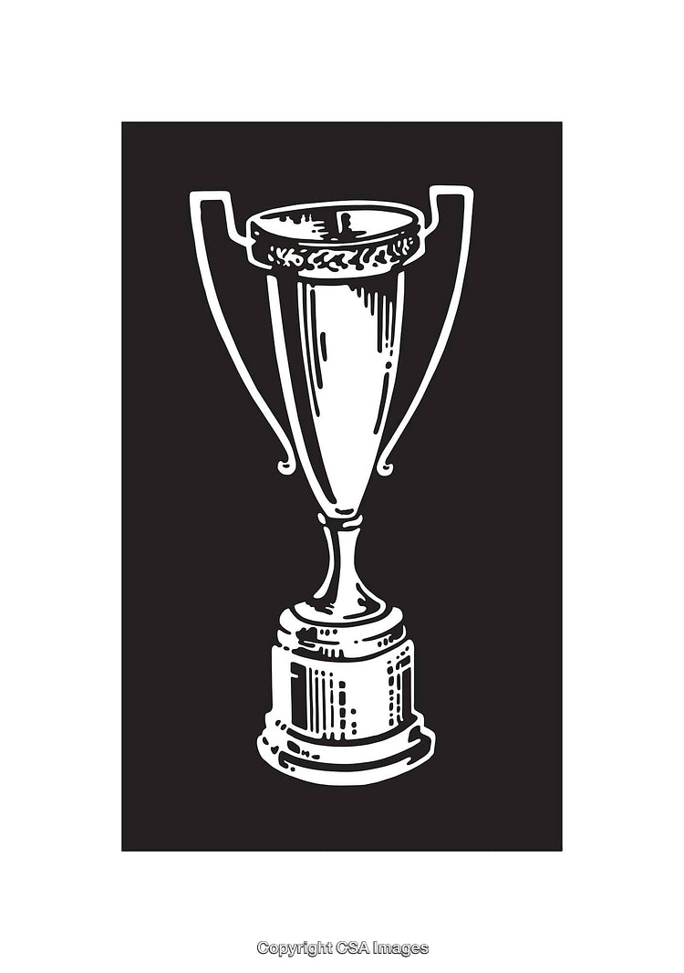 Black and White Line Art of a Trophy with Intricate Details