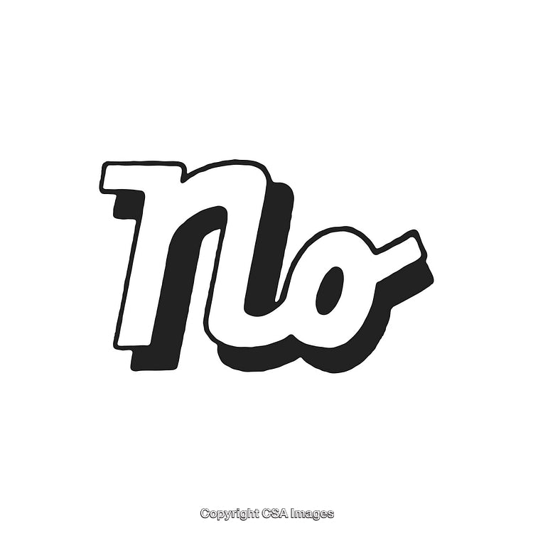 Stylish Black and White Graphic Depicting the Word 'No' in Vintage Style