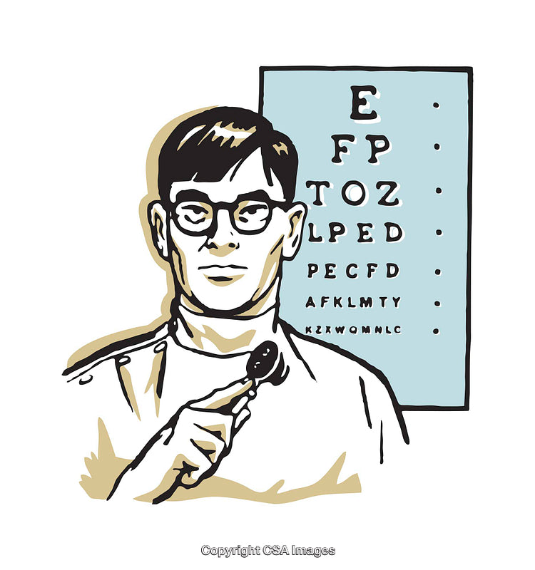 Optometrist Illustration with Eye Chart for Vision Examination Concepts