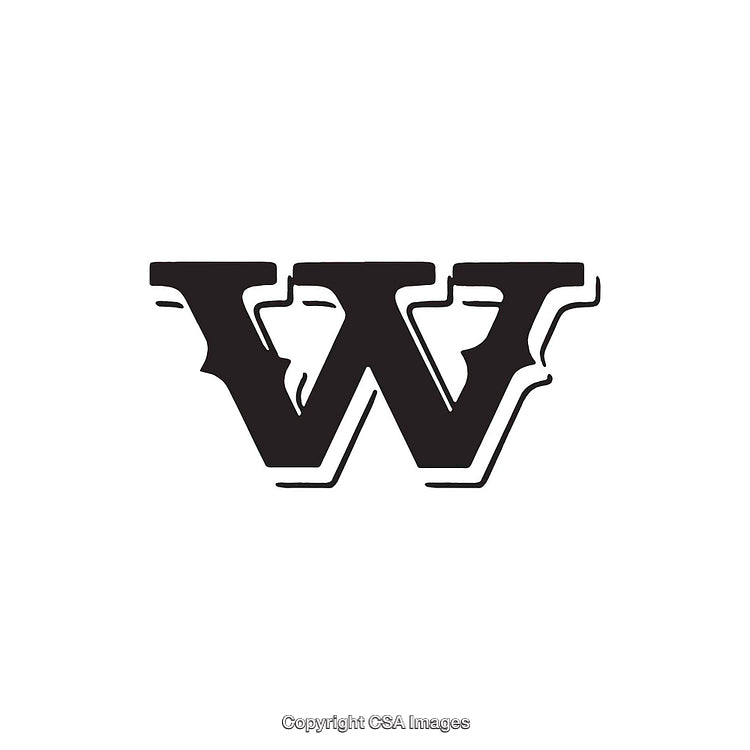 Stylized Capital Letter W With Bold Black Typography Design
