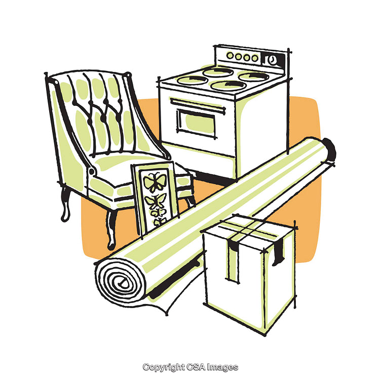 Antique Furniture and Home Items Illustration in Retro Style