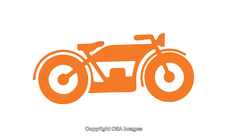 Minimalistic Orange Motorcycle Icon on a White Background