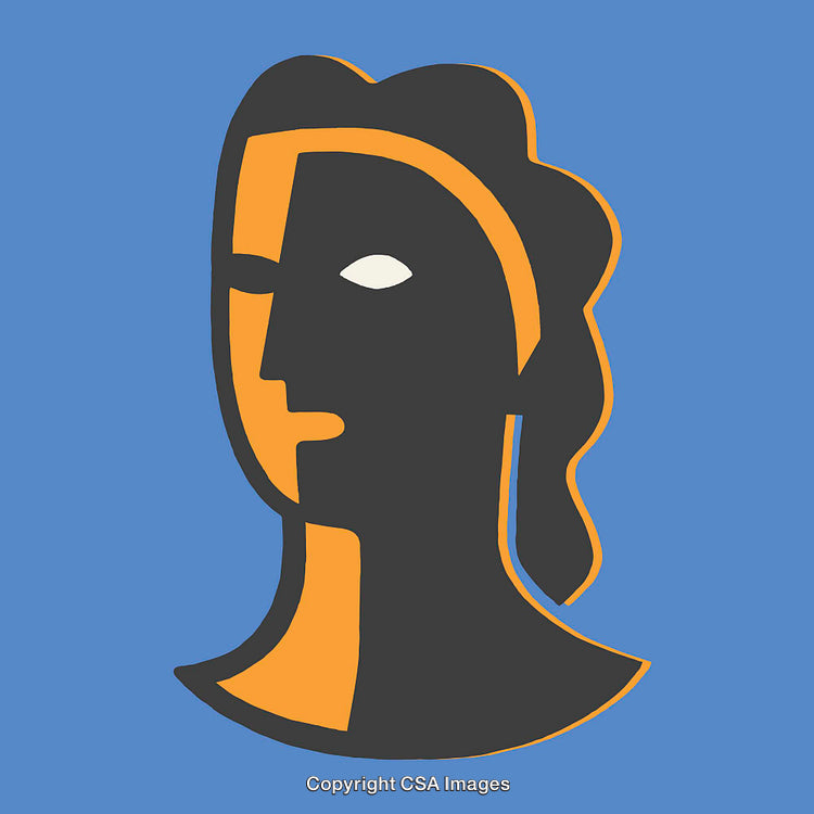 Abstract Minimalist Line Art Portrait on Blue Background