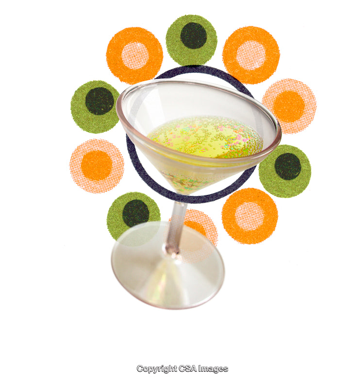 Colorful Decorative Martini Glass Abstract Art with Vivid Patterns