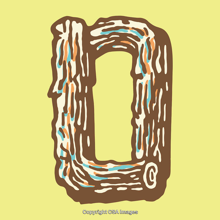 Rustic Wood-Textured Letter O on Light Yellow Background