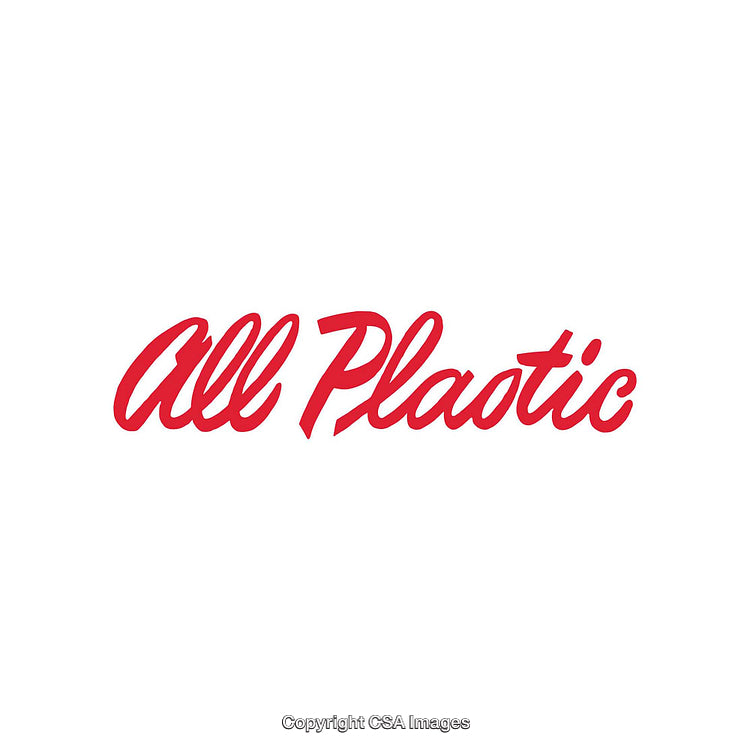 Red and White Graphic Text Design Featuring 'All Plastic'
