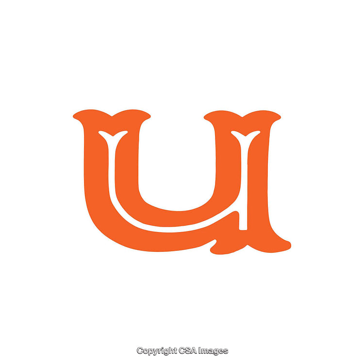 Orange Uppercase Letter U with Classic Elegant Design