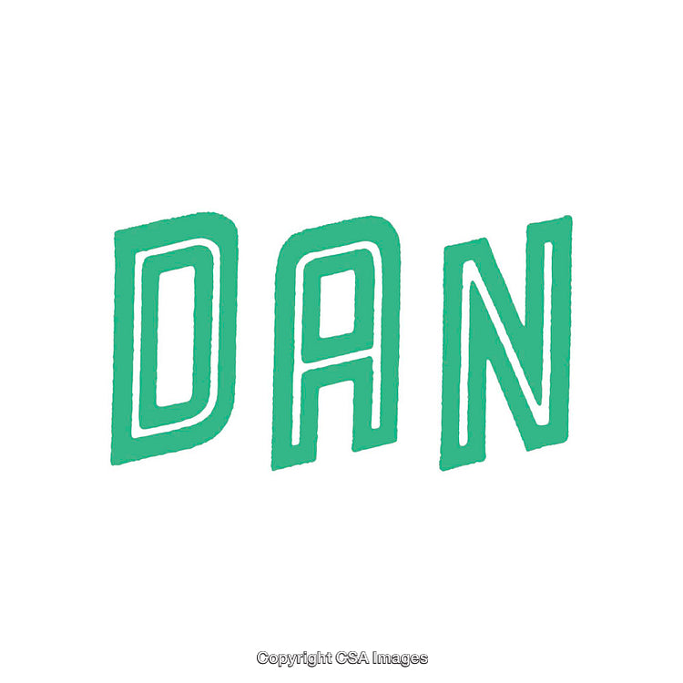 Modern Green Typography Spelling Out "Dan" on White Background