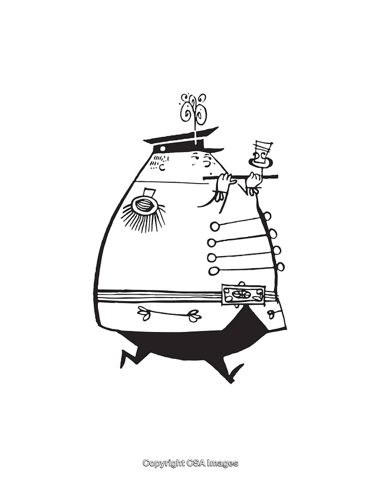Whimsical Black and White Illustration of a Quirky Character