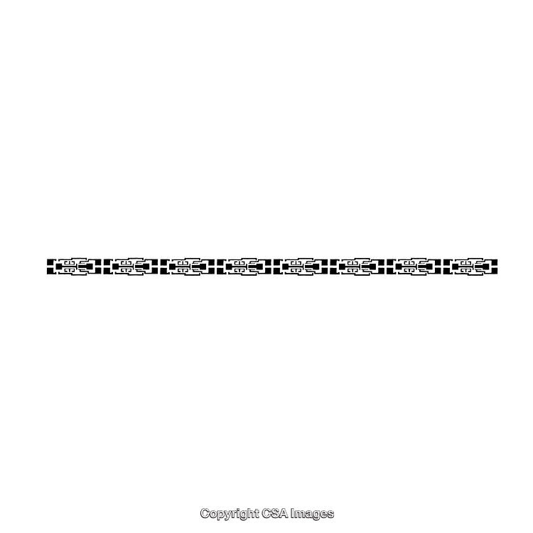 Black and White Geometric Border Design in Repeating Pattern Style