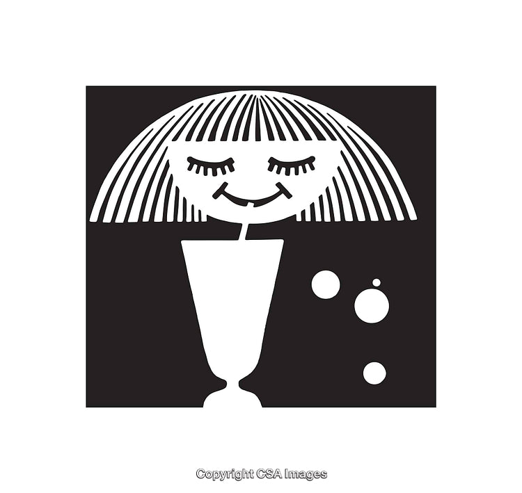Minimalist Icon of a Smiling Girl with a Beverage