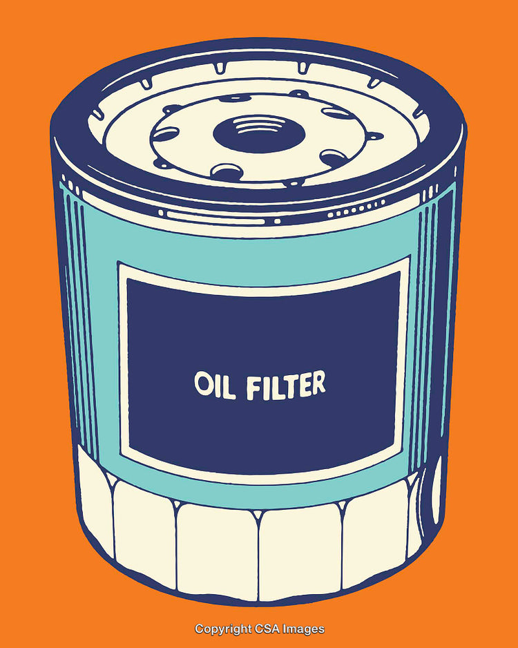 Colorful Vector Illustration of a Motor Oil Filter in Retro Style