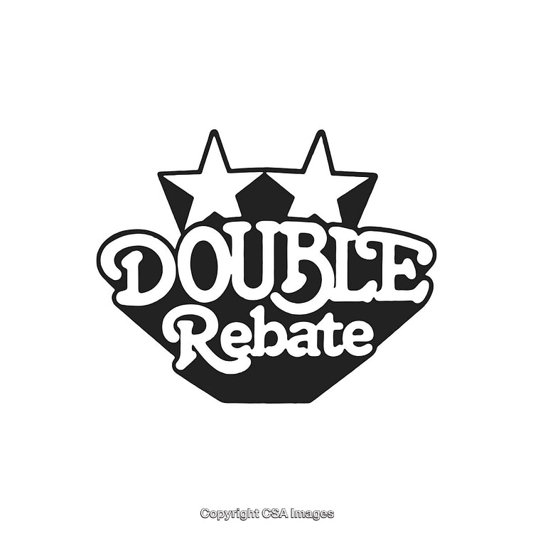 Bold Graphic of Double Rebate Text With Stars Icon Design