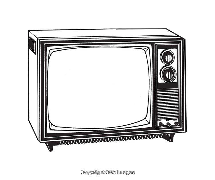 Vintage Black and White Television Line Art Illustration