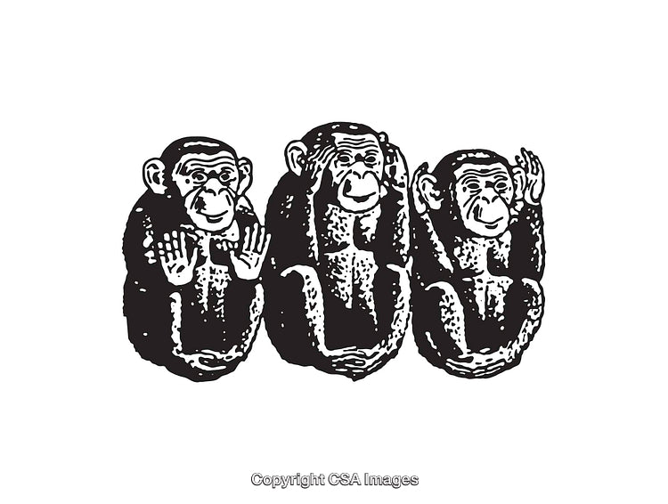 Hear No Evil, See No Evil, Speak No Evil Monkeys Illustrated