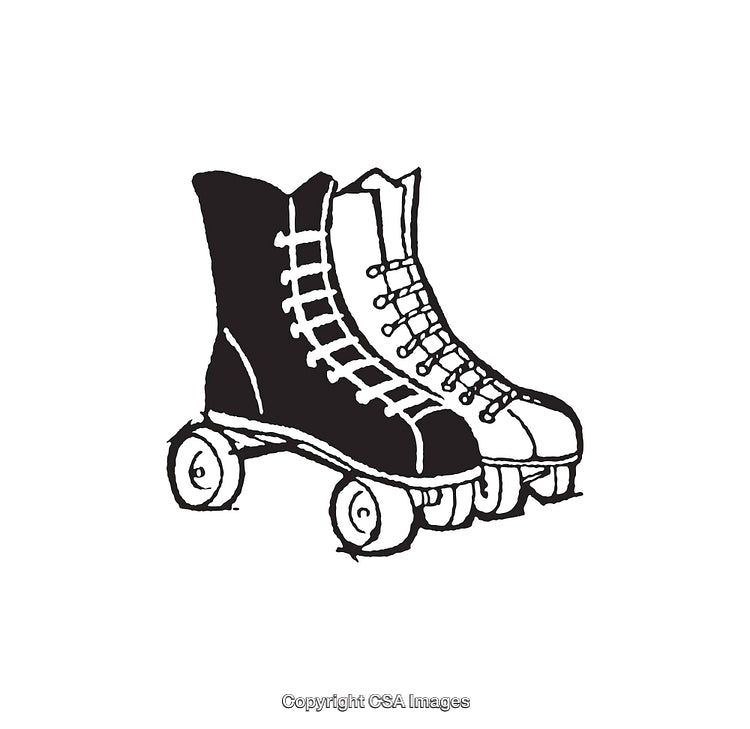 Monochrome Line Art of Classic Retro Roller Skates