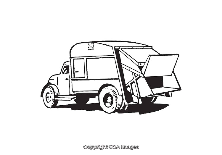 Vintage Truck Illustration Featuring Classic Design with Functional Rear Compartment