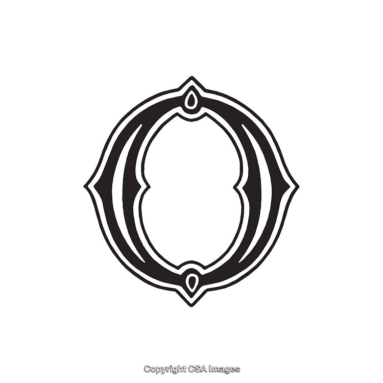 Ornamental Stylized Letter O in Decorative Black Design Style