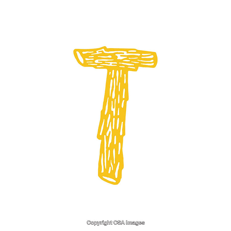 Yellow Letter T Illustration with Artistic Wood Texture on White Background
