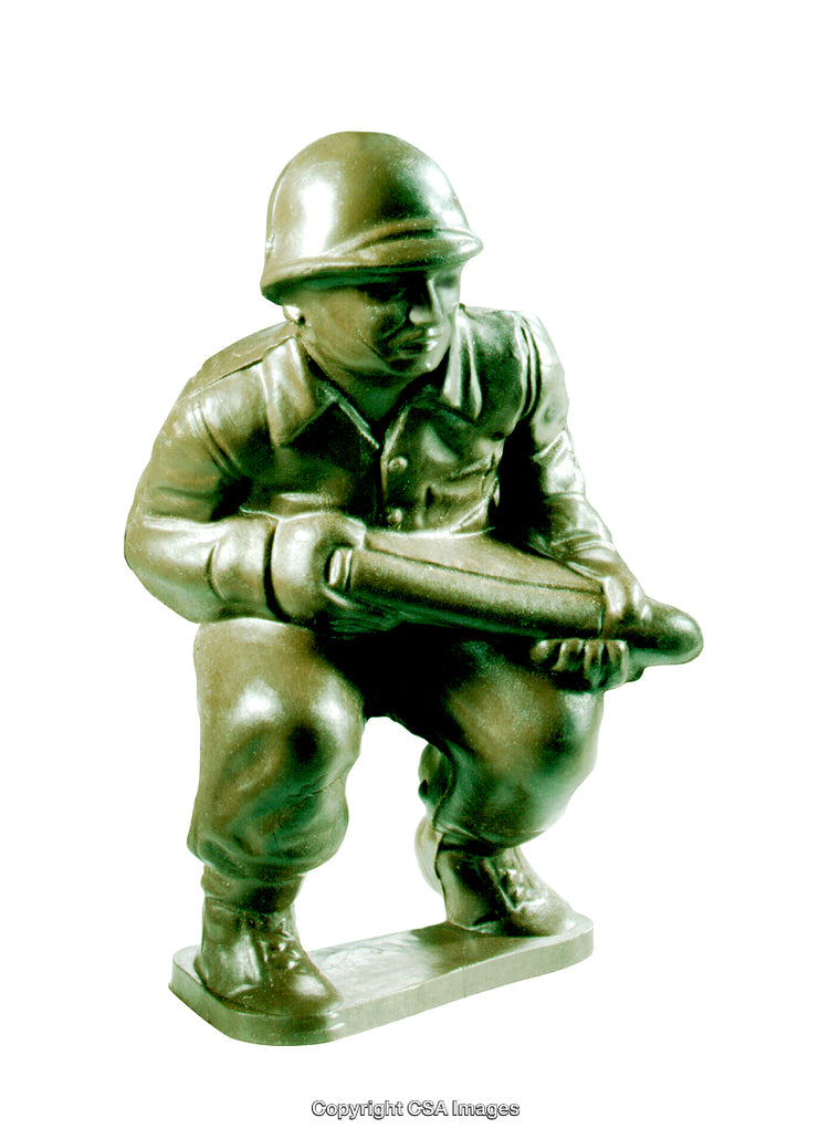 Green Toy Soldier Figurine in a Crouching Position with Weapon