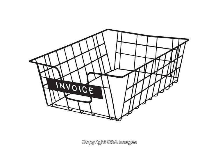 Wire Basket Illustration With Invoice Label for Office Organization