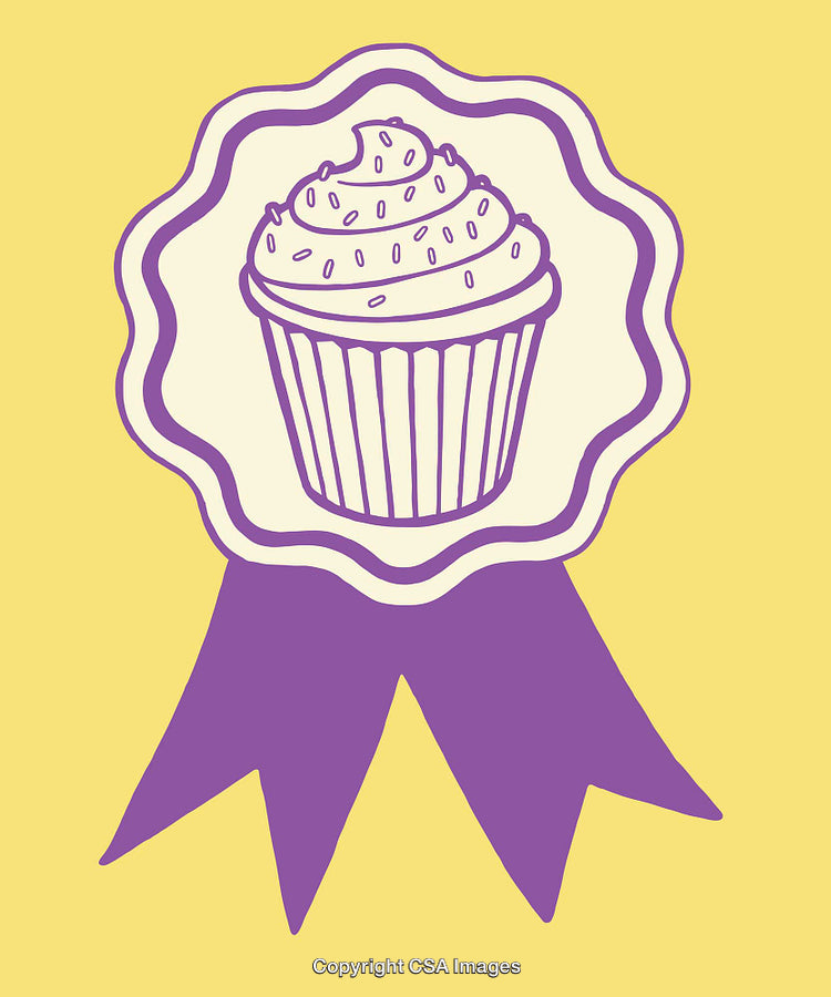 Cupcake-Themed Ribbon With Fun Color Art Illustrations on Yellow Background