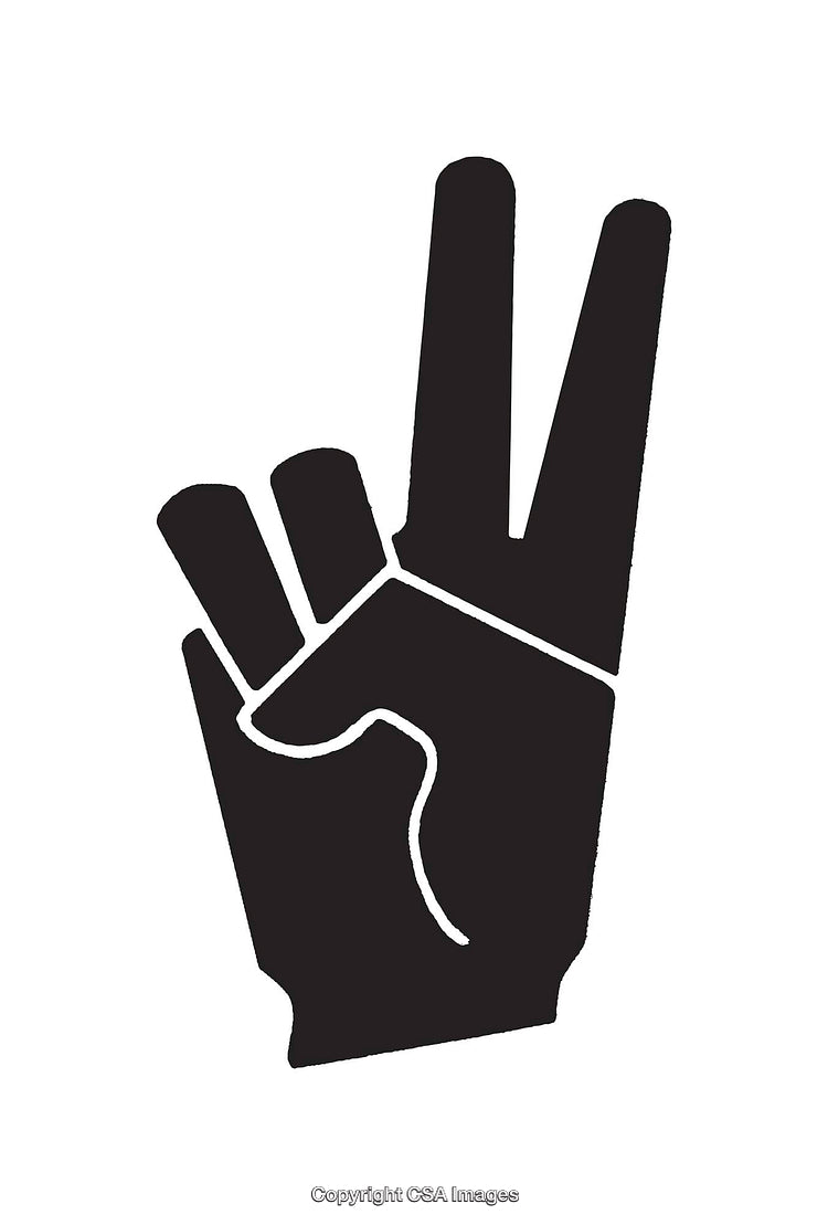 Black and White Hand Gesture Peace Symbol Icon Illustration