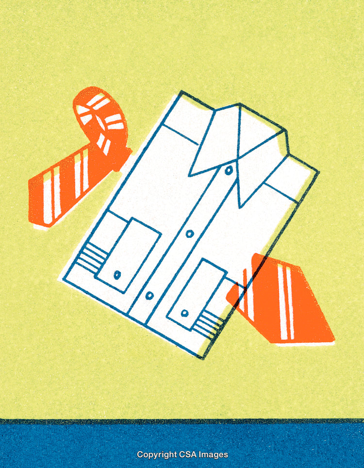 Illustrated Shirt and Ties on Yellow and Blue Background