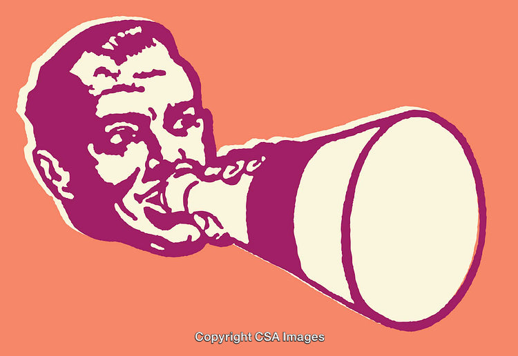 Bright Pop Art Illustration of a Man with a Megaphone