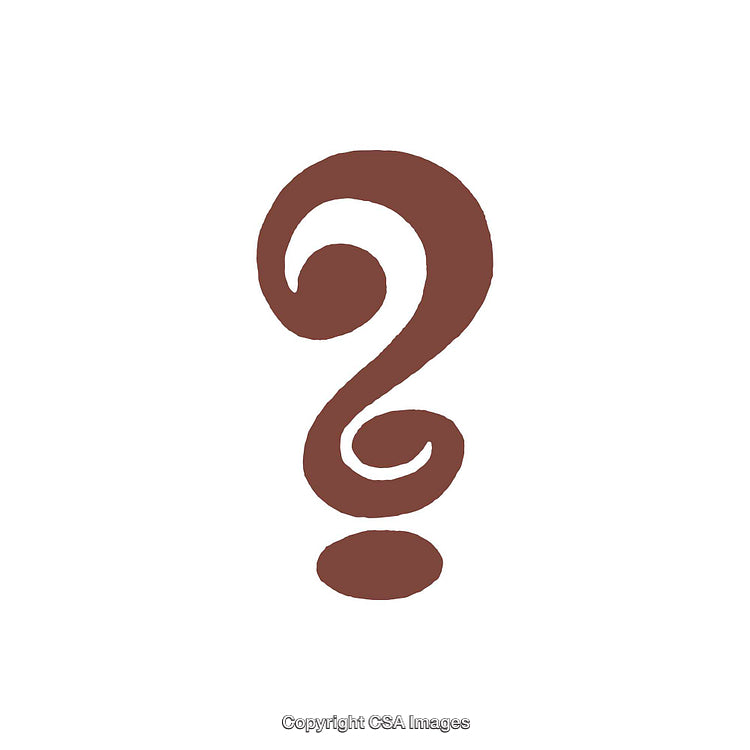 Brown Artistic Question Mark Symbol on Clean White Background