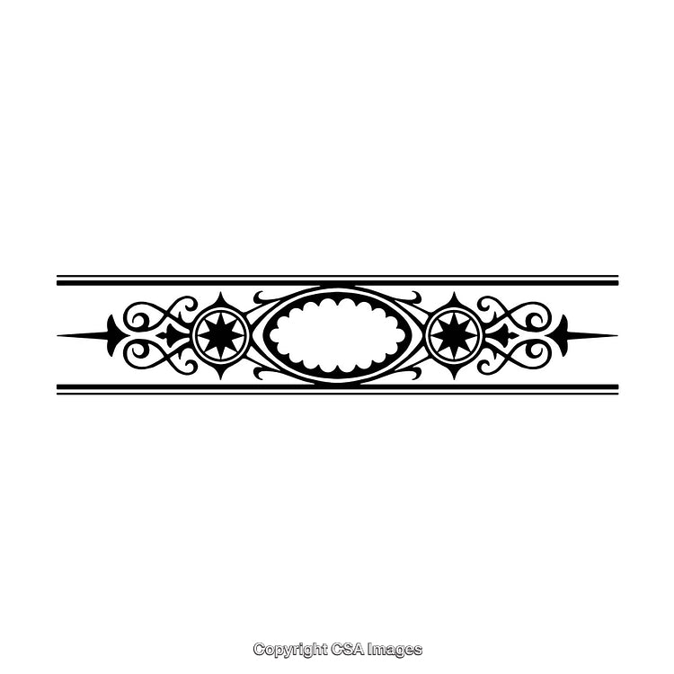 Elegant Black and White Border Design with Decorative Floral Patterns and Stars
