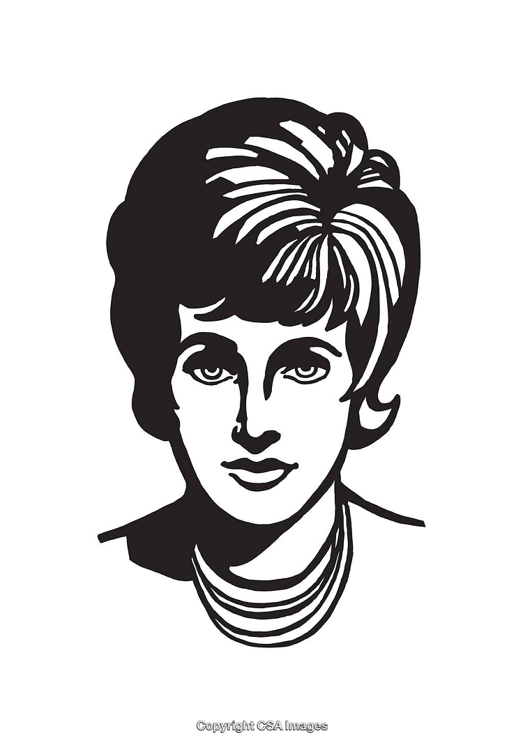 Black and White Line Art Illustration of a Woman's Face with Necklace