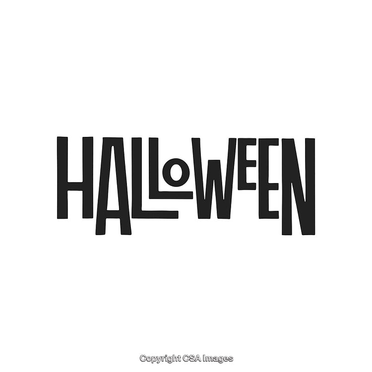 Stylized Halloween Text with Geometric Typography in Black on White Background