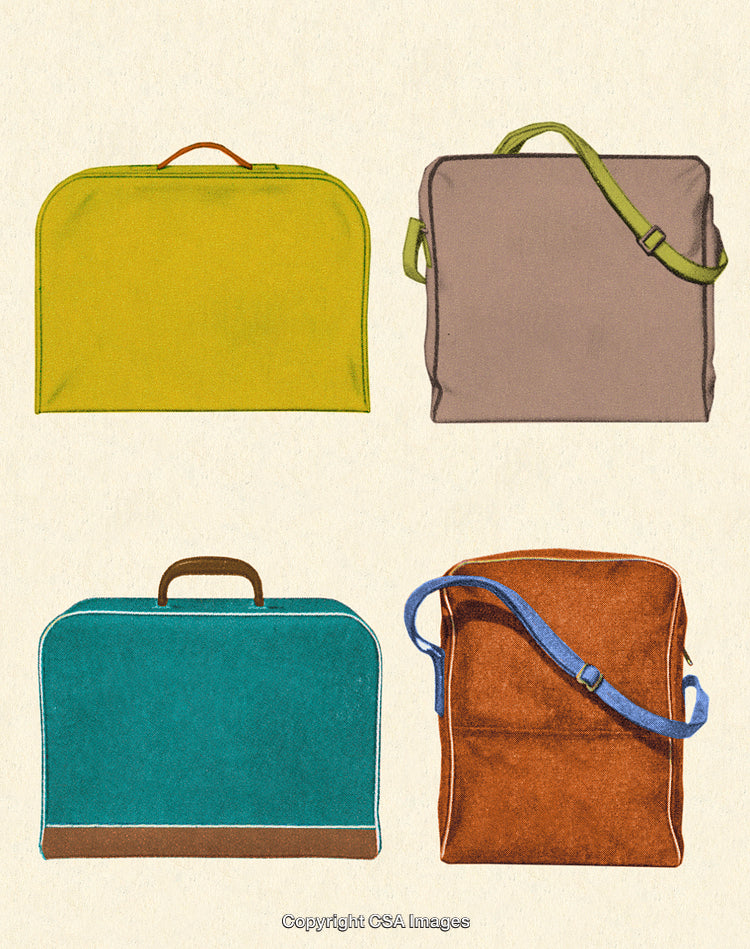 Retro Illustration of Colorful Travel Bags with Stylish Vintage Design