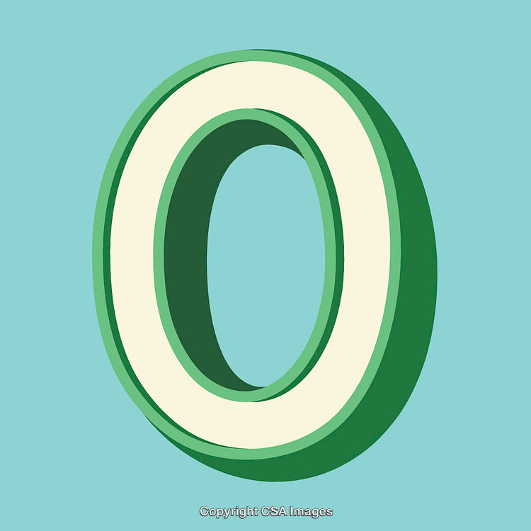 Stylized Green Letter O with a Modern Design Aesthetic on Blue Background
