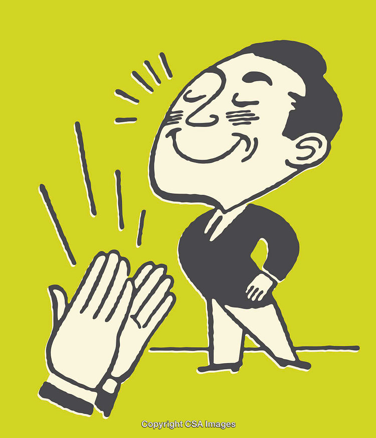 Cartoon Character Celebrated with Applause on a Bright Background