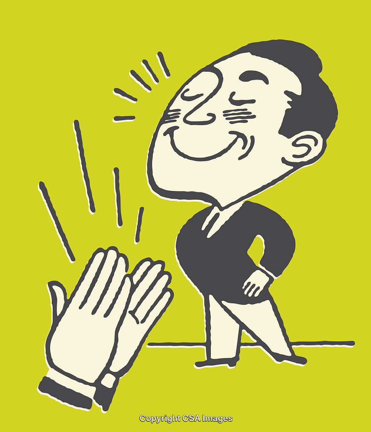 Cartoon Character Celebrated with Applause on a Bright Background