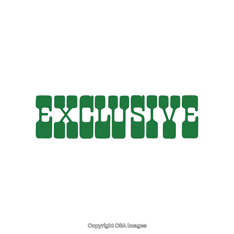 Bold Green Typeface Spelling "Exclusive" On White Background