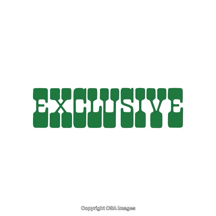 Bold Green Typeface Spelling "Exclusive" On White Background