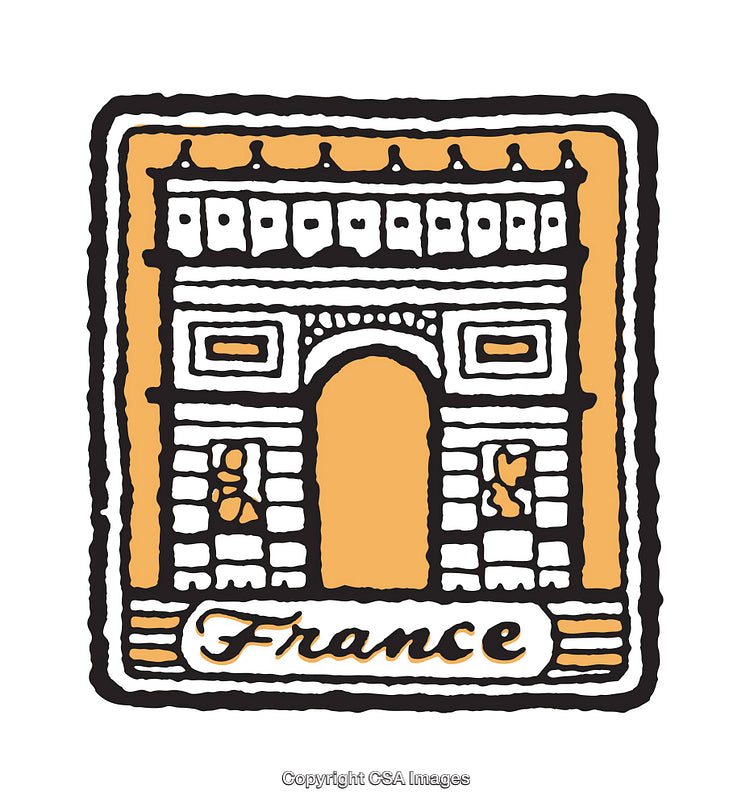 Colorful Artistic Illustration of French Arc de Triomphe Landmark