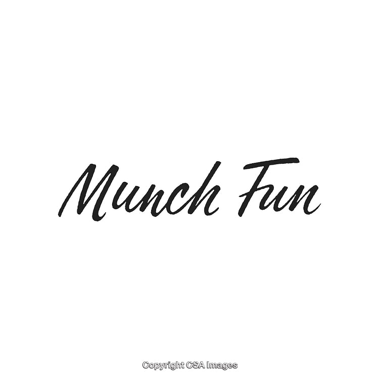Artistic Brushstroke Typography Design Featuring 'Munch Fun' on White Background