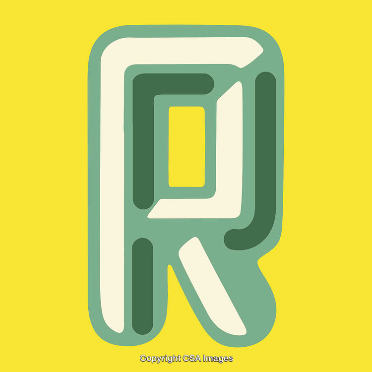 Abstract Artistic Rendering of the Letter R in Bold Colors