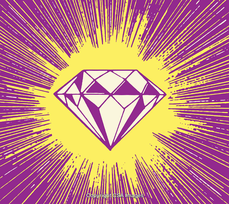 Bright Pop Art Diamond Illustration with Radiant Colored Lines
