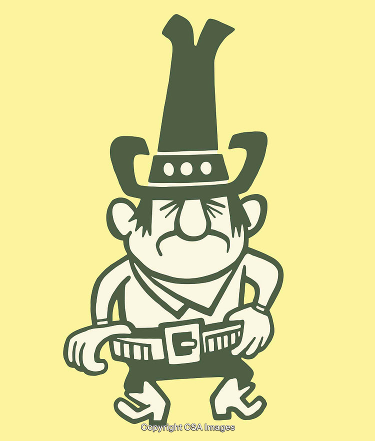Whimsical Cartoon Cowboy Character in Bold Line Art on Pastel Background