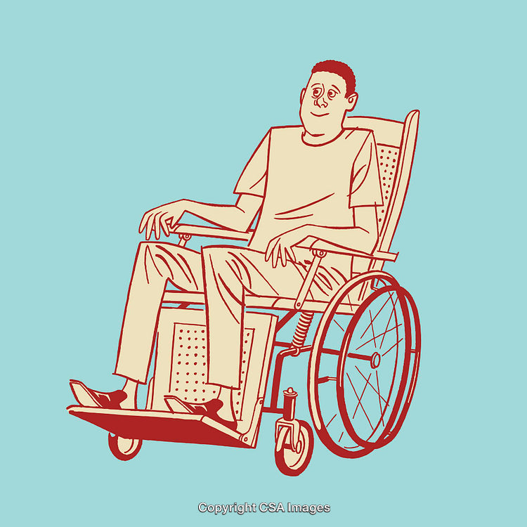 Illustration of a Person Sitting in a Wheelchair, Styled in Line Art