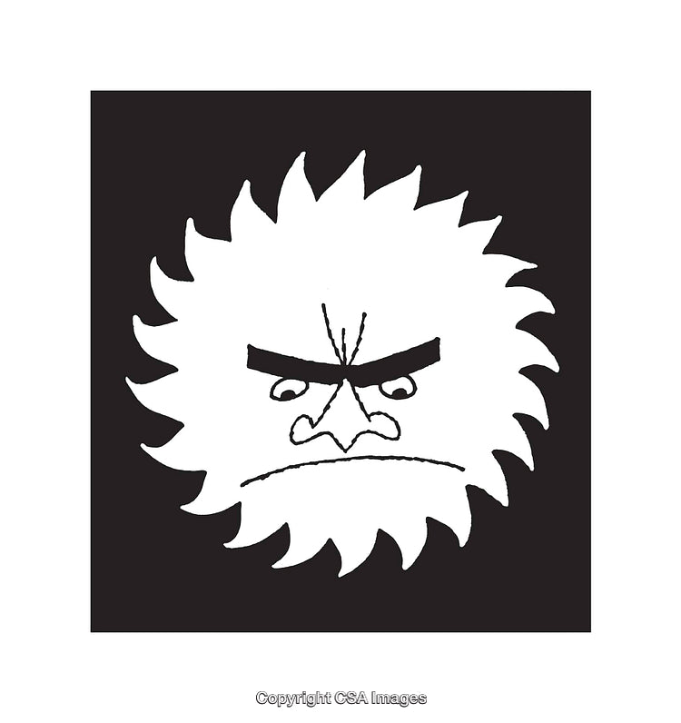 Black and White Illustration of an Angry Face with Spiky Hair