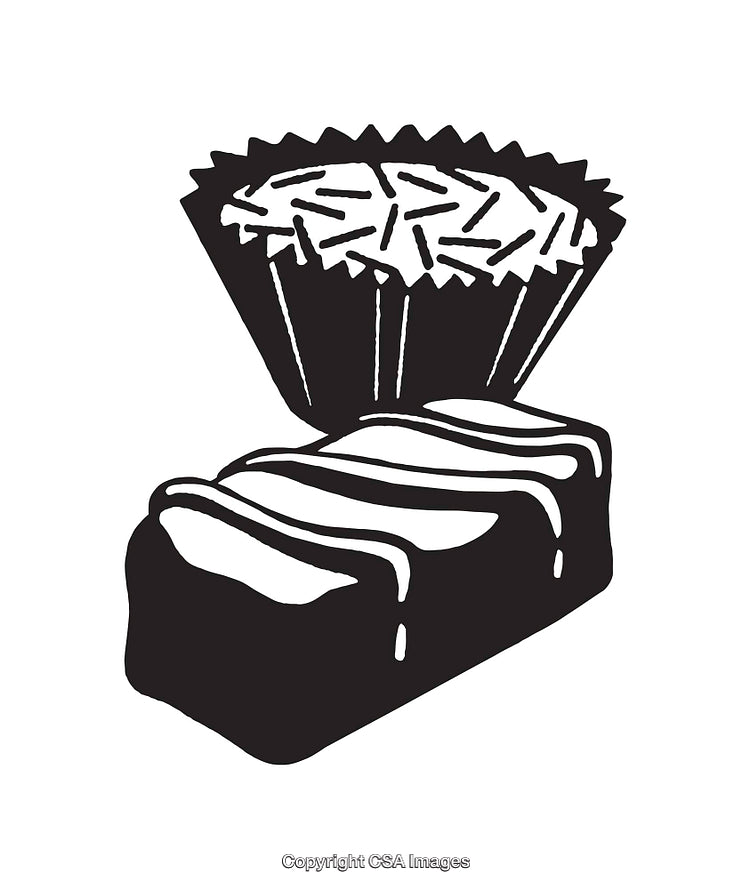 Black and White Line Art of Candy with Decorative Details