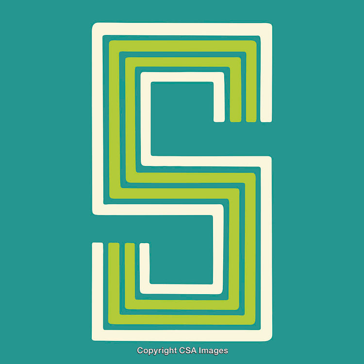 Stylized Green and White Letter S in Geometric Design