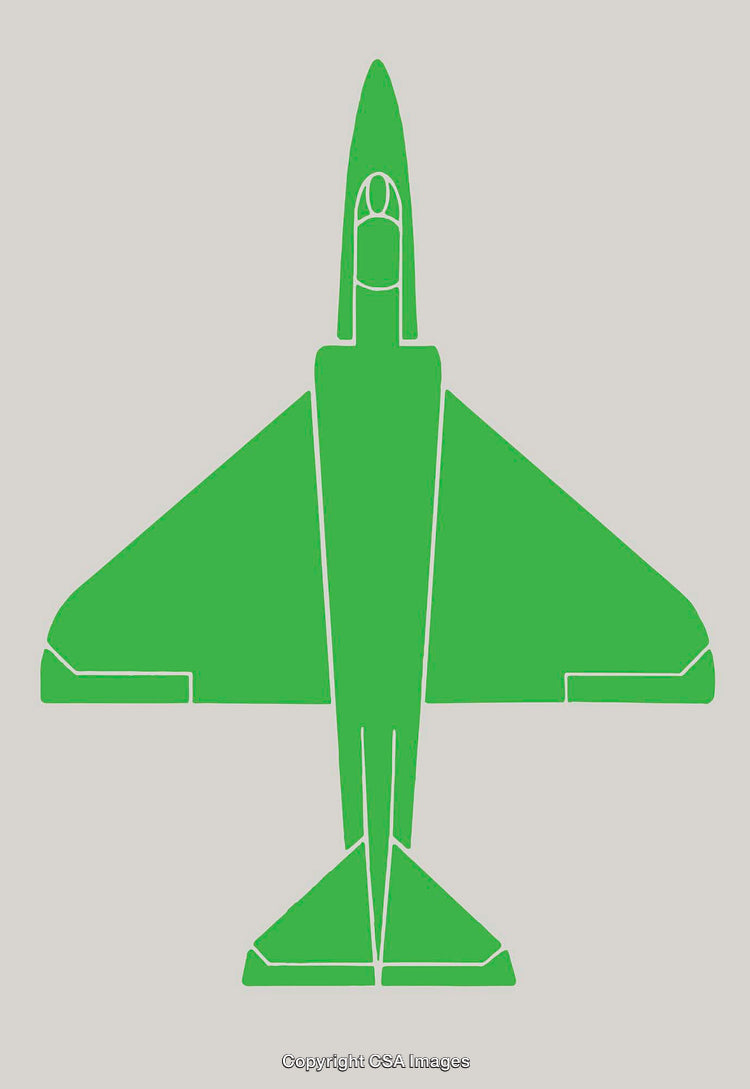 Green Outline Illustration of an Airplane with Geometric Design