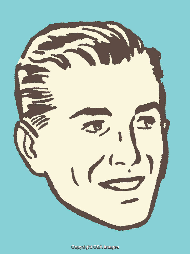 Retro Style Illustration of a Smiling Man in Vintage Color Scheme